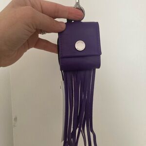 Rebecca Minkoff Purple Leather Fringe AirPod Holder